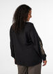 Skjorta i viskos med broderade &auml;rmar, Svart, Model image number 2