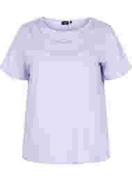 T-shirt i bomull med spetsband, Lavender
