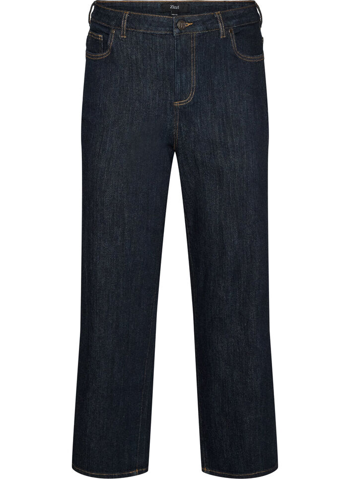 Straight fit Kiana jeans med h&ouml;g midja, Bl&aring;, Packshot image number 0