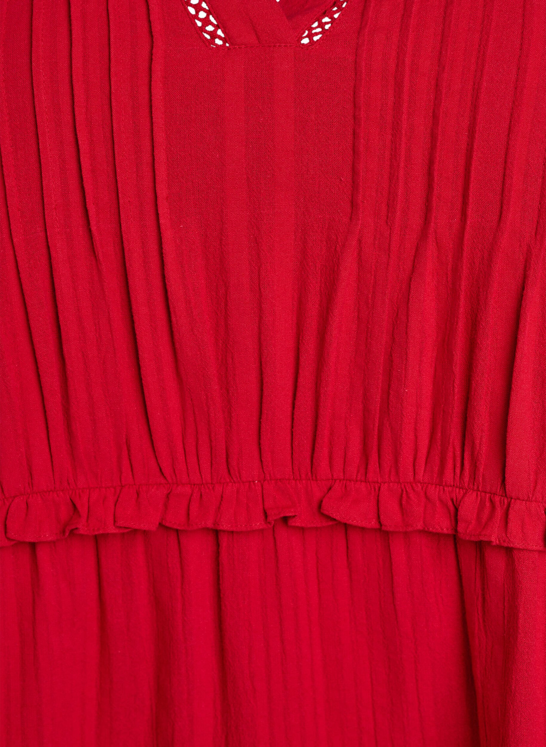 Zizzi 3/4-&auml;rm bomullskl&auml;nning med volanger, R&ouml;d, Packshot image number 2