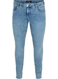 Croppade Amy jeans med nitar på sidosömmen, L.Blue Stone Wash