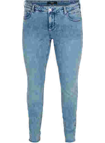 Croppade Amy jeans med nitar på sidosömmen
