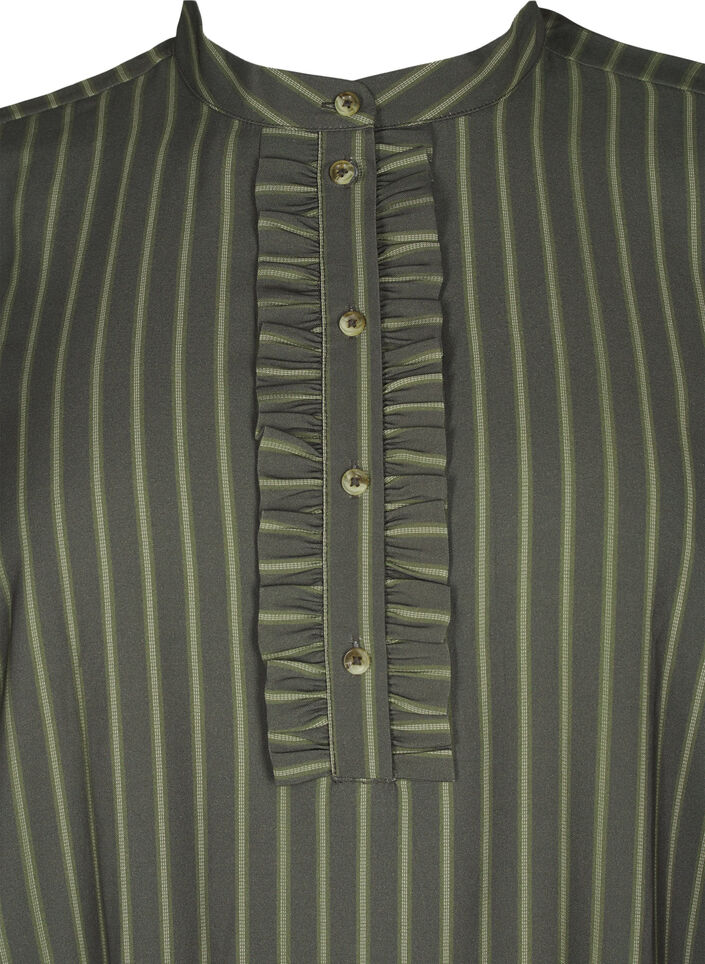 Kort randig klänning med volangdetalj, Thyme Stripe AOP, Packshot image number 2