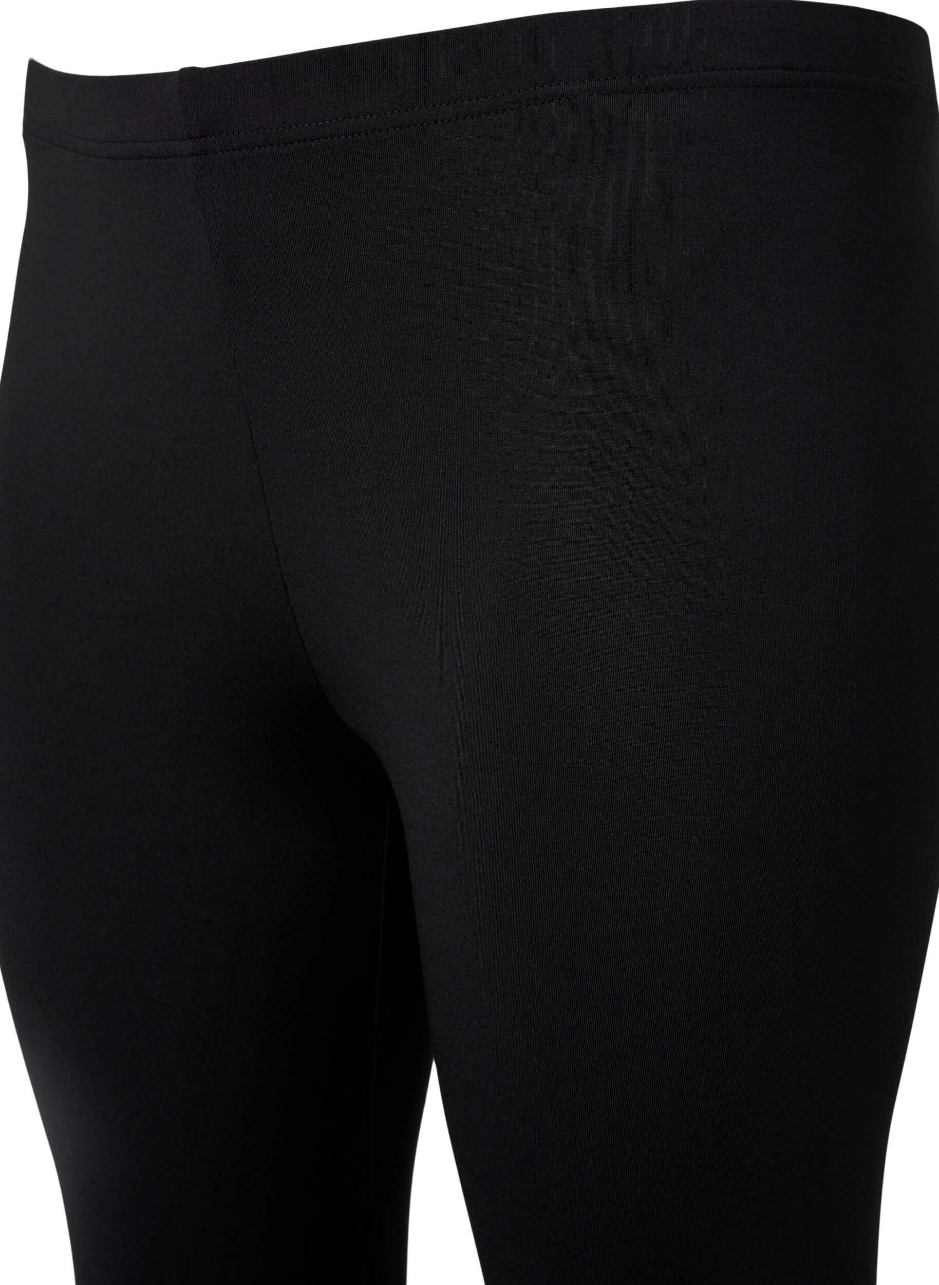 Zizzi 2-pack 3/4-leggings med spetskant, Black / Black, Packshot image number 3