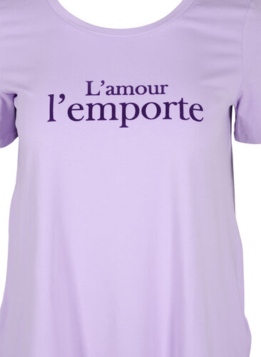 Kortärmad bomulls t-shirt med tryck,  Lavender LAMOUR, Packshot image number 2