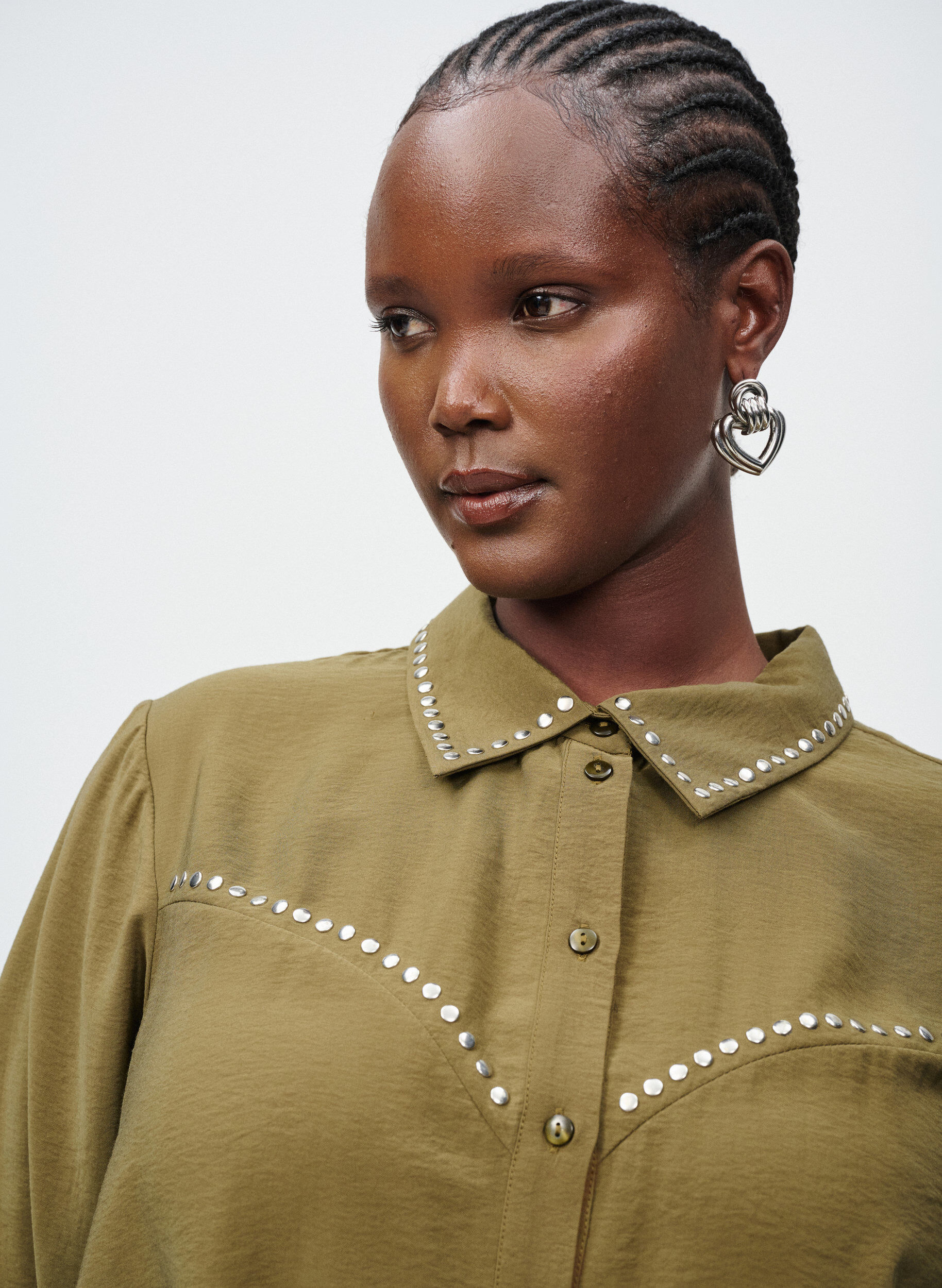 Zizzi Skjorta med nitar, Gr&ouml;n, Image image number 0