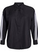 Lös skjorta med sportiga ränder på ärmarna, Svart, Packshot image number 0