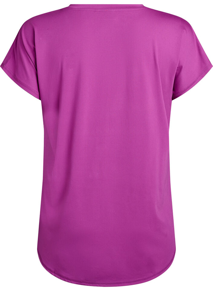 Kort&auml;rmad tr&auml;nings-t-shirt med v-ringning, Lila, Packshot image number 1