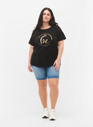 T-shirt i ekologisk bomull med tryck , Black W. Be G. Foil, Model image number 2