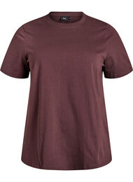 Enkel t-shirt i bomull med rund halsringning, Brun