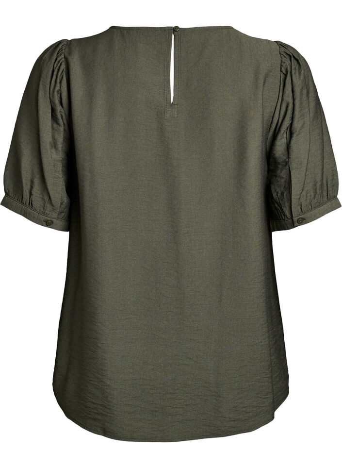 Viskosblus med halvkorta &auml;rmar, Gr&ouml;n, Packshot image number 1