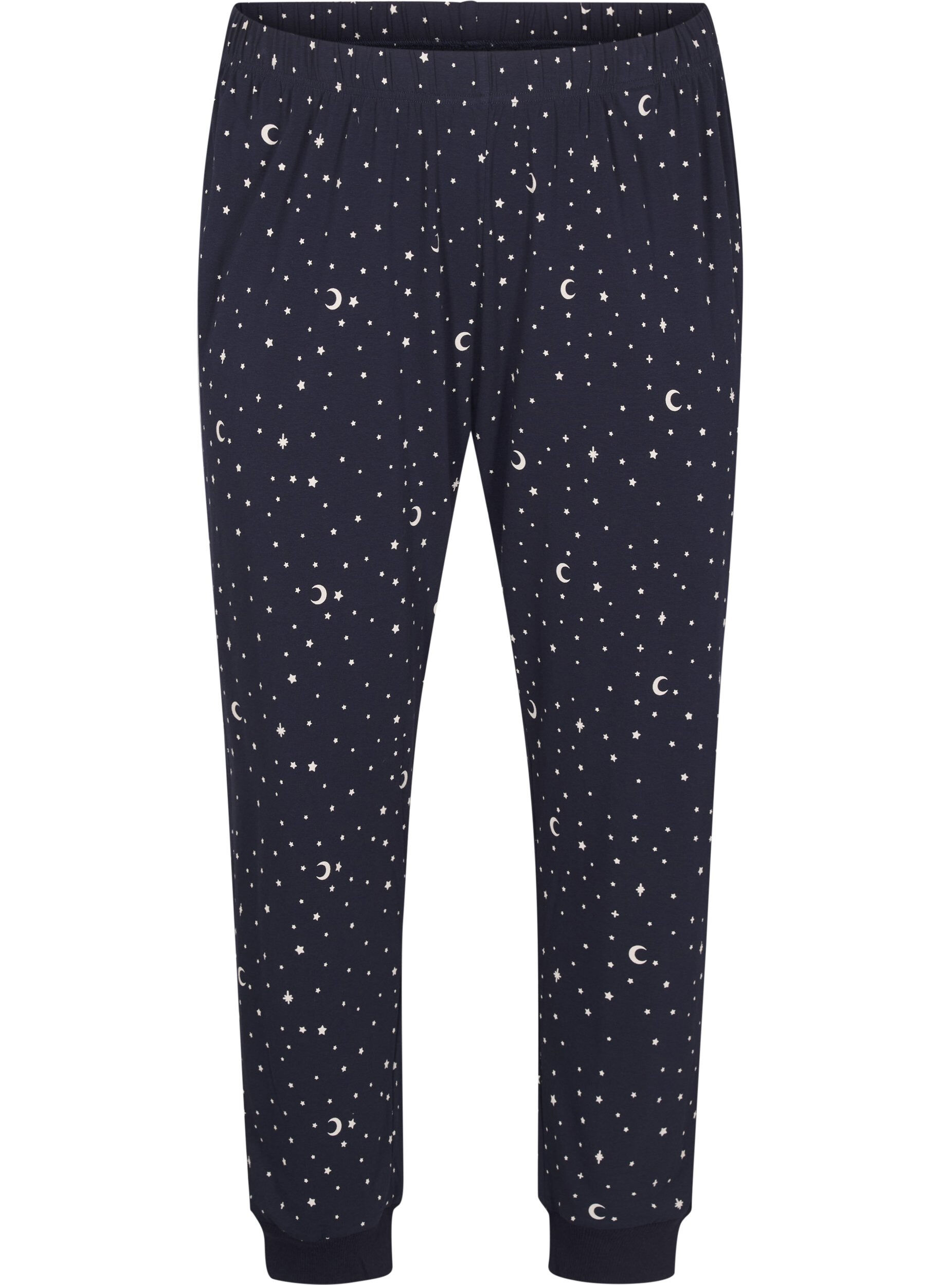 Zizzi Pyjamasbyxor med tryck, Bl&aring;, Packshot image number 0