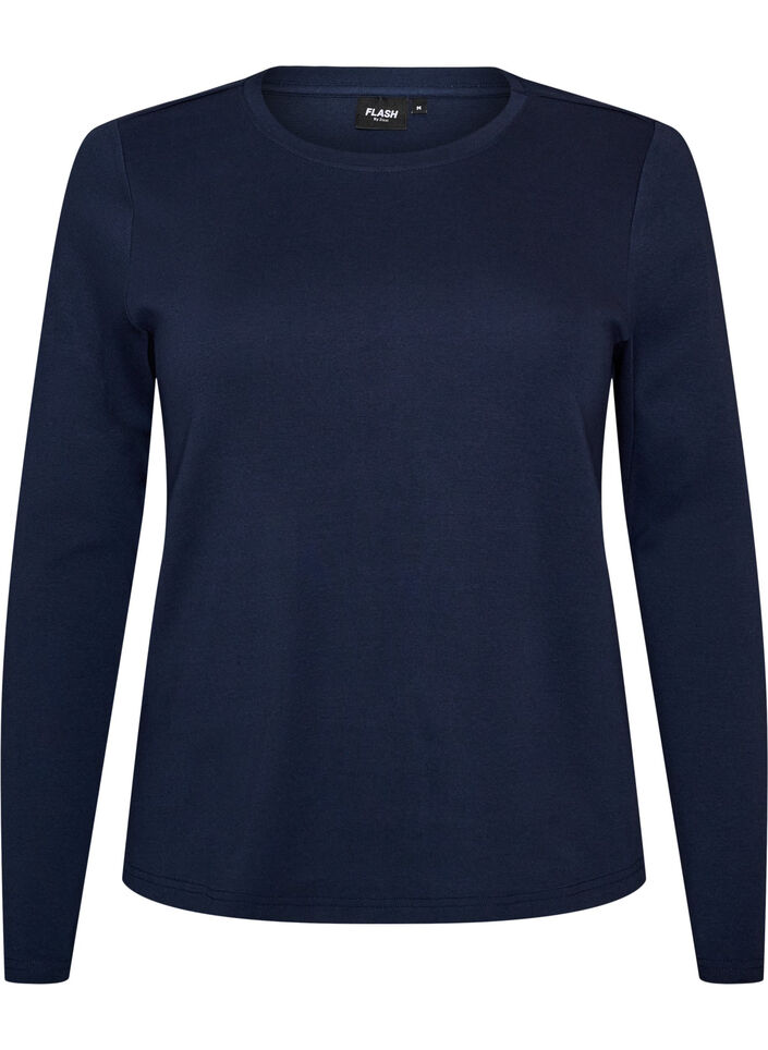 L&aring;ng&auml;rmad bas-T-shirt med rund hals, Bl&aring;, Packshot image number 0