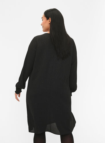 FLASH – Långärmad klänning med glitter, Black w. Silver , Model image number 1