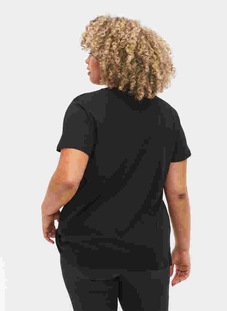Tränings-t-shirt i bomull med tryck, Black w. inhale logo, Model image number 1