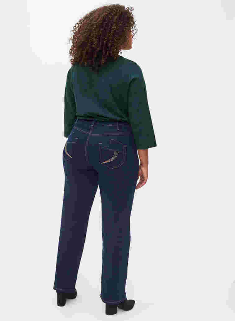 Regular fit Gemma jeans med hög midja, Blue denim, Model image number 2