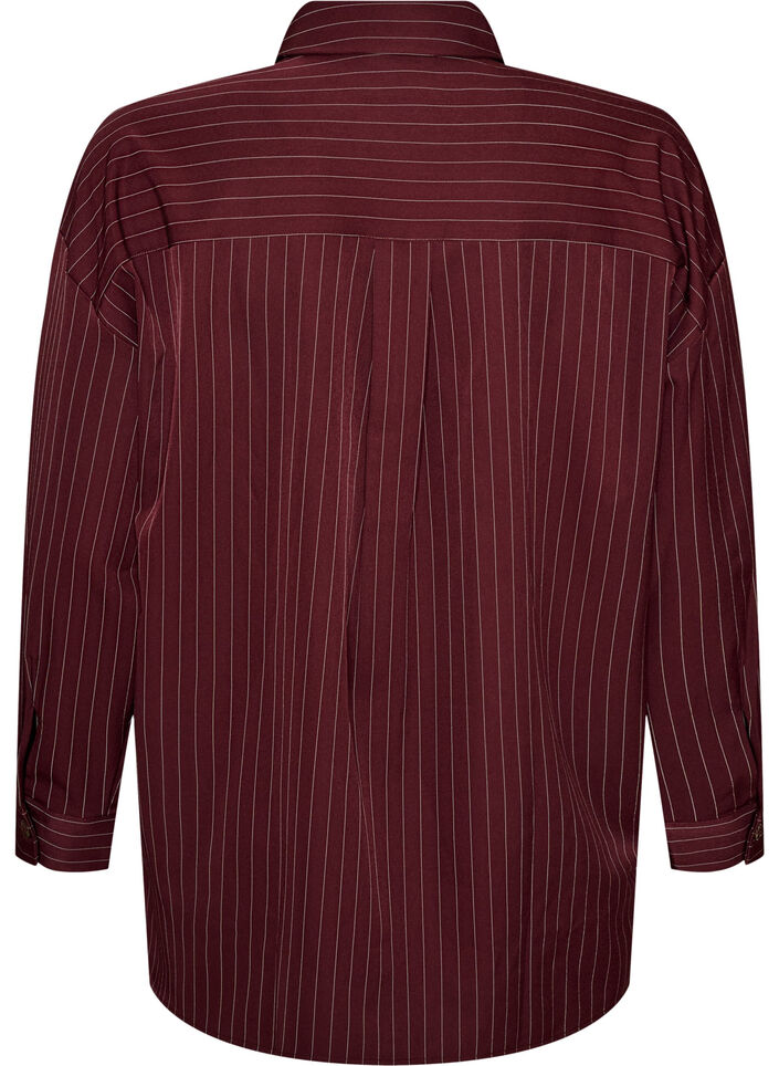 Kritstrecksrandig skjorta med br&ouml;stfickor, R&ouml;d, Packshot image number 1
