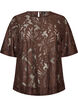 Kort&auml;rmad blus i spets, Brun, Packshot image number 0