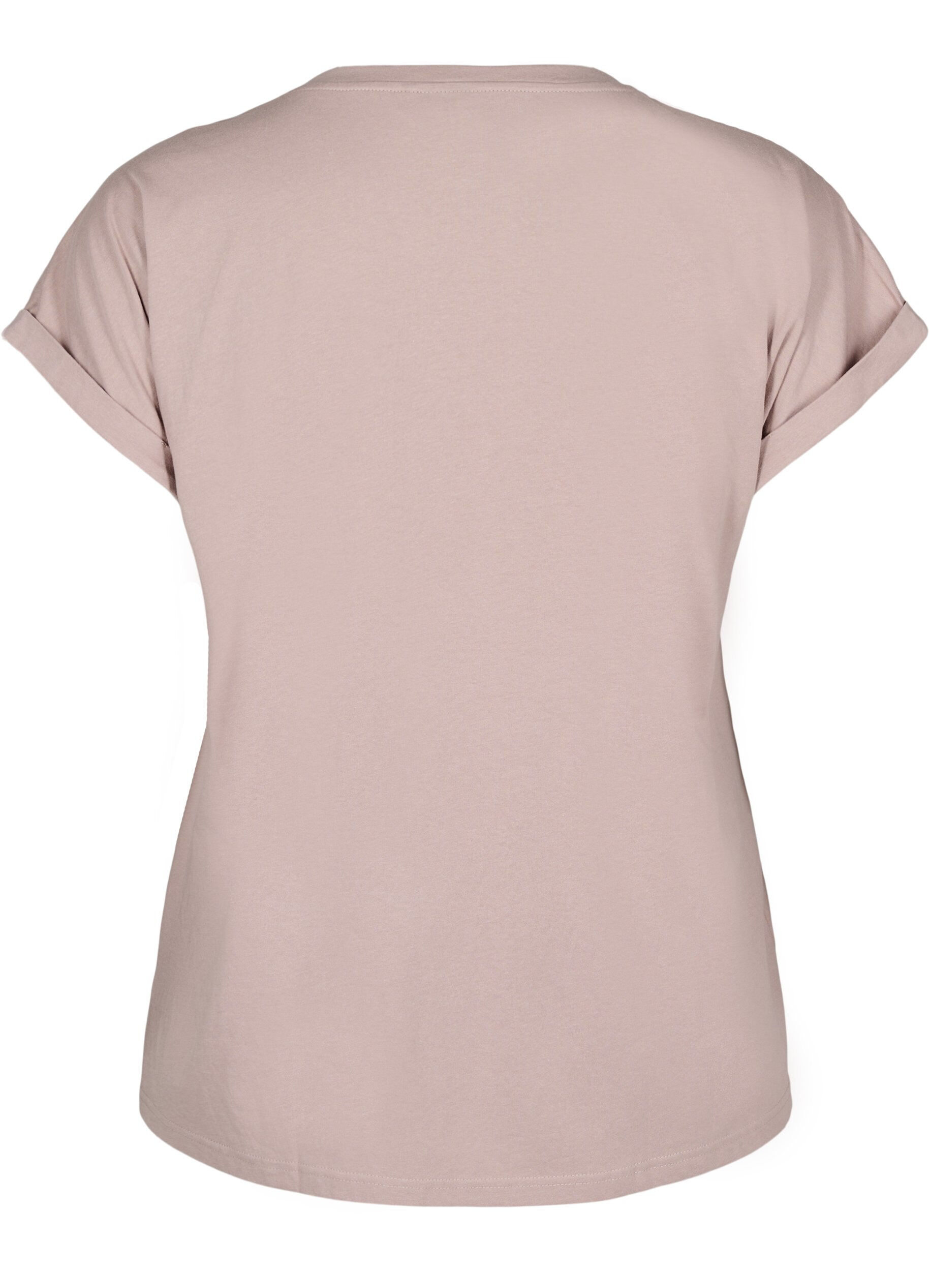 ZizziKort&auml;rmad t-shirt i bomullsblandning, Rosa, Packshot image number 1