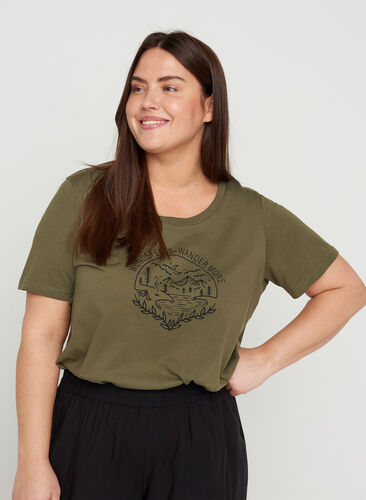T-shirt med tryck, Ivy Green WONDER, Model image number 0
