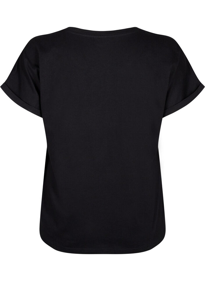 T-shirt i ekologisk bomull med engelsk brodyr, Black, Packshot image number 1