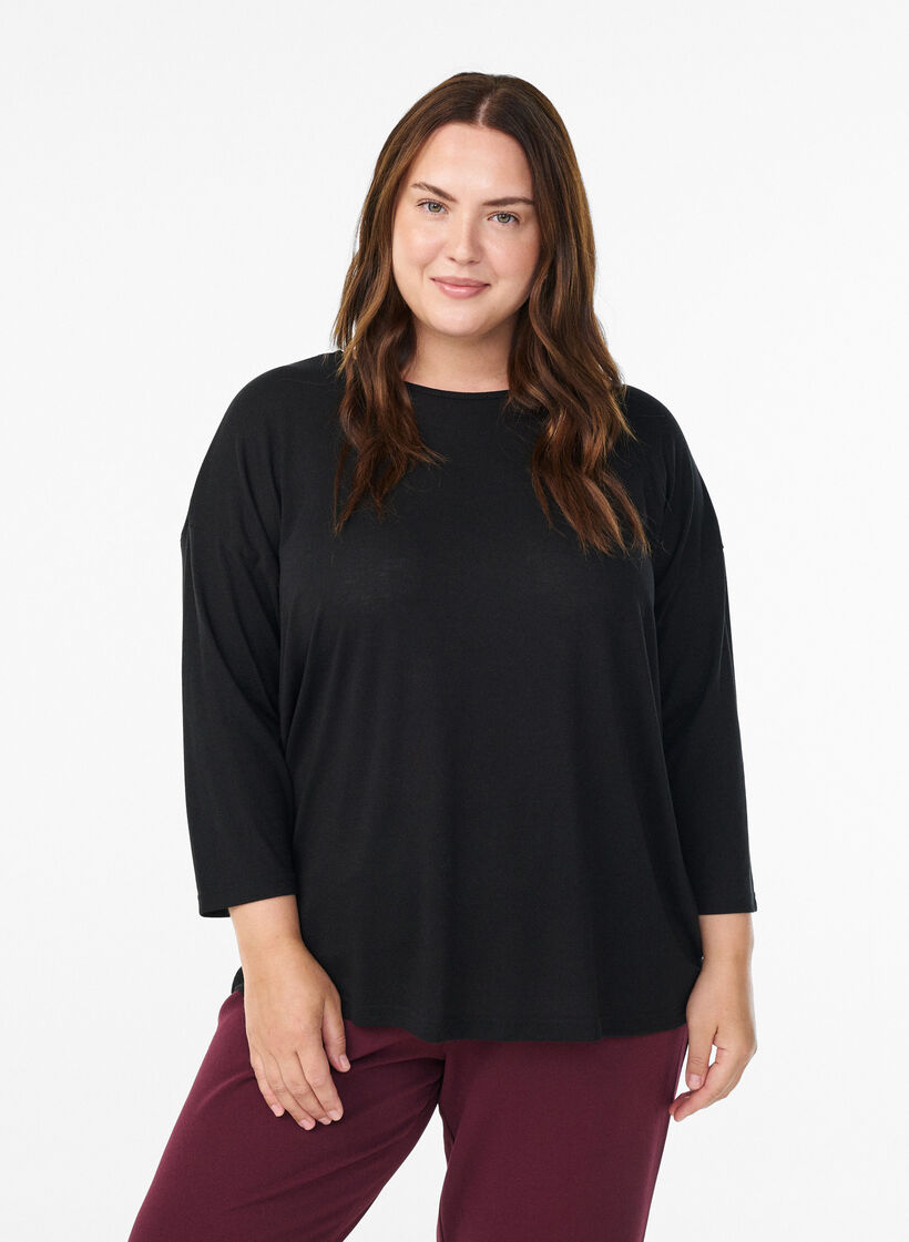 Jerseyblus med 3/4-&auml;rm, Svart, Model image number 0