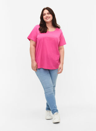 T-shirt i bomull med texttryck, Shocking Pink W. LOS, Model image number 2