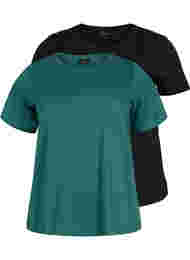 2-pack t-shirt i bomull, Mallard Green/Black