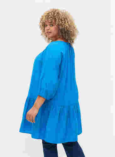 A-linjeformad tunika med 3/4-ärmar, Brilliant Blue, Model image number 1