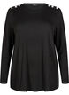 Blus med dekorativa knappar, Svart, Packshot image number 0