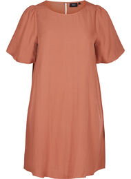 A-linjeformad viskosklänning med korta ärmar, Copper Brown