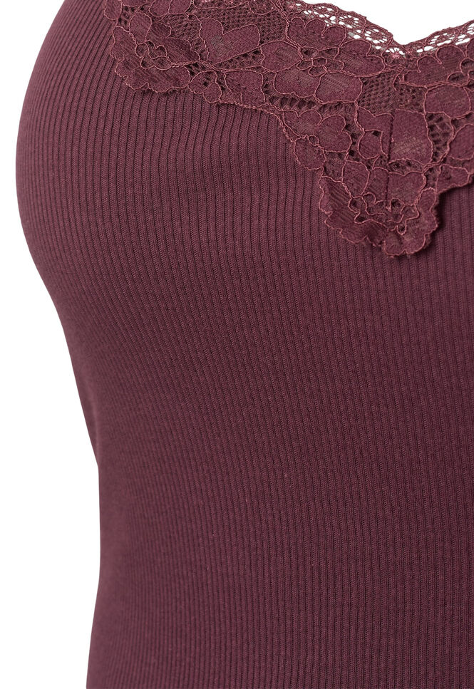 2-pack ribbade natt toppar, Black/Fudge, Packshot image number 2