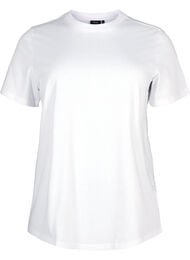 Enkel t-shirt i bomull med rund halsringning, Vit