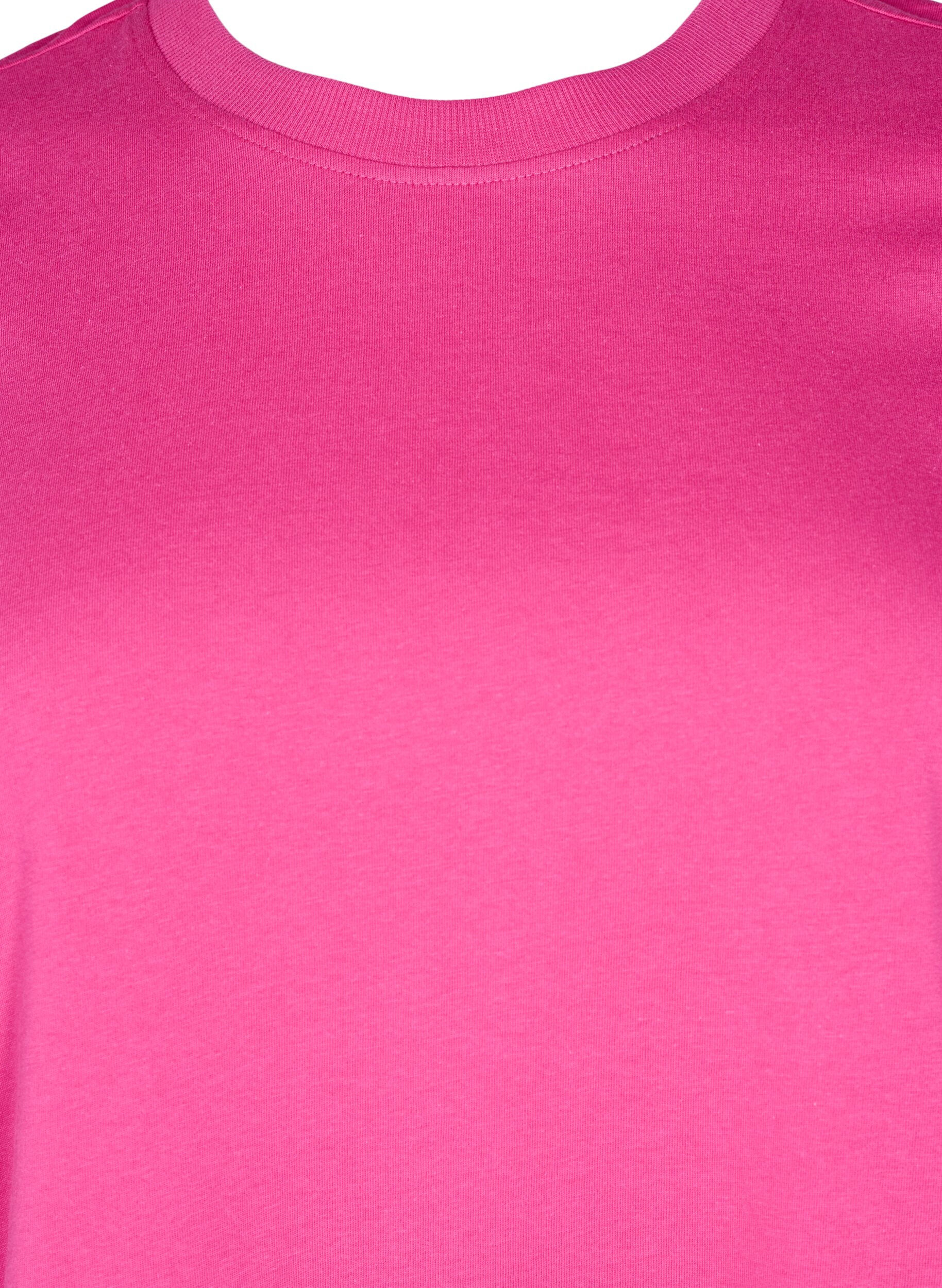 Zizzi Enkel t-shirt i bomull med rund halsringning, Rosa, Packshot image number 2