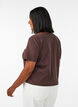 Blus i bomull med struktur och knappkn&auml;ppning, Brun, Model image number 2