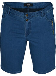 Figurnära jeansshorts, Medium Blue Denim