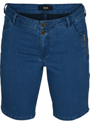 Figurnära jeansshorts, Medium Blue Denim, Packshot image number 0