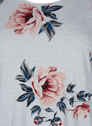 Blomstrete bluse med lange ermer, LGM w Rose Flower, Packshot image number 2