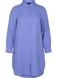 Lång bomullsskjorta med klassisk krage, Ultramarine