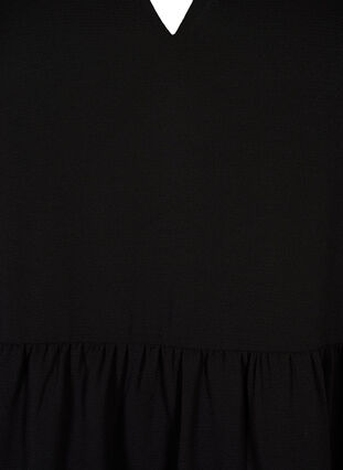 Kortärmad klänning med A-linje och skärningar, Black, Packshot image number 2