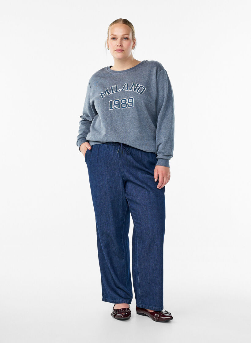 Sweatshirt med broderat Milan-motiv, Grå, Model image number 1