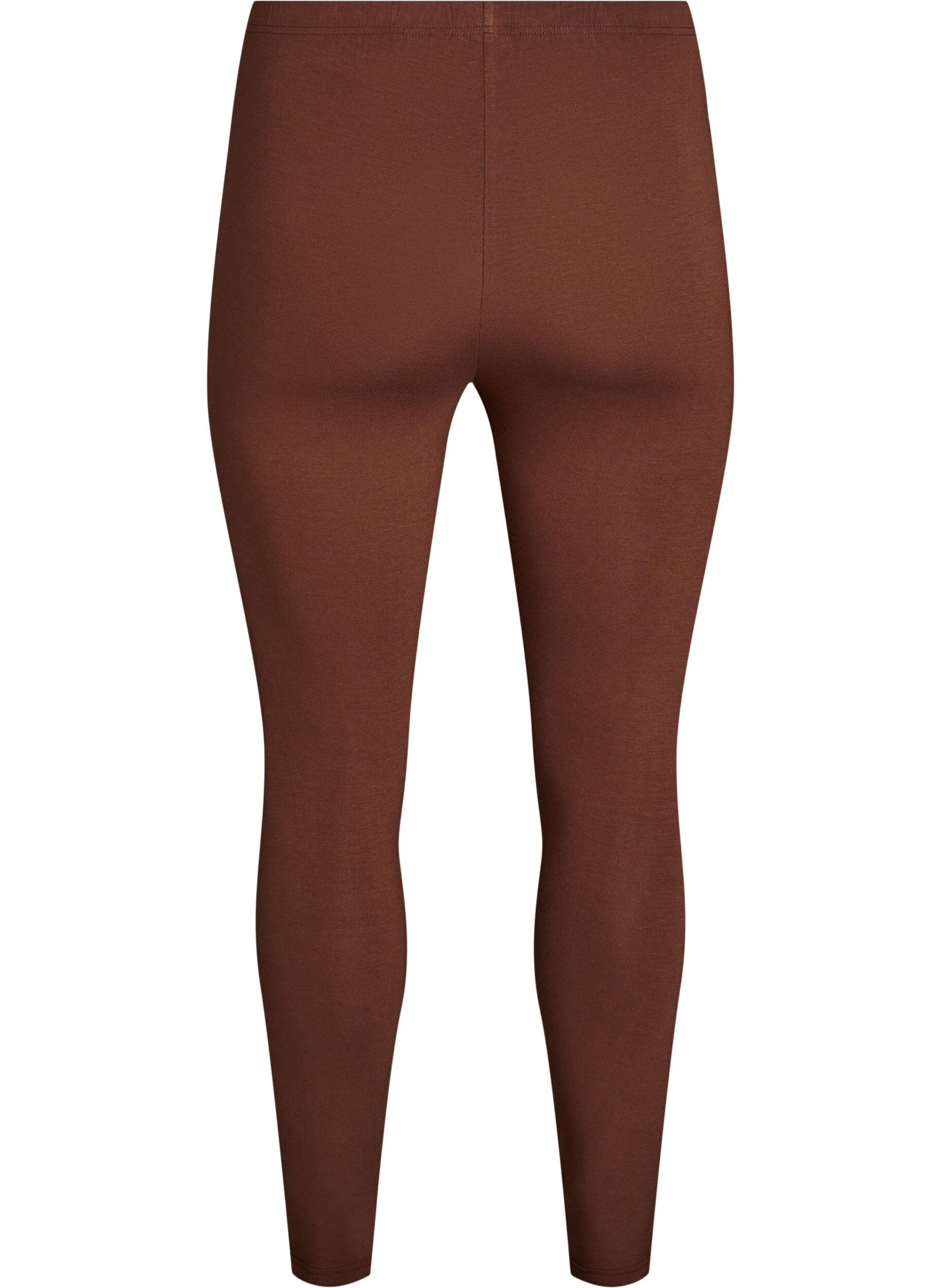 Zizzi Basic leggings i viskos, Brun, Packshot image number 1