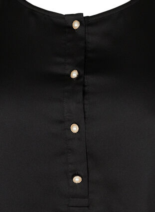 Långärmad blus med feminina knappar, Black, Packshot image number 2