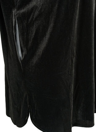 Långärmad klänning i velour med v-ringning, Black, Packshot image number 3