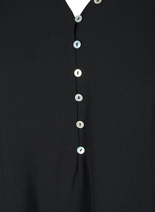 Blus med v-ringning och knappdetaljer, Black, Packshot image number 2