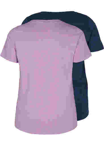 2-pack t-shirt i bomull, Paisley Purple/Navy, Packshot image number 1
