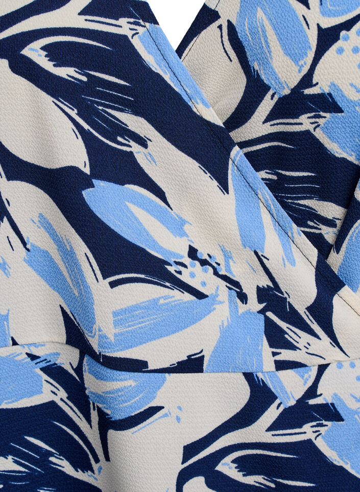 Omlottkl&auml;nning med blomm&ouml;nster och korta &auml;rmar, Bl&aring;, Packshot image number 2