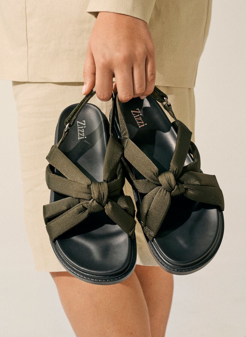 Wide fit - Sandal med knutdetalj, Gr&ouml;n, Image image number 0