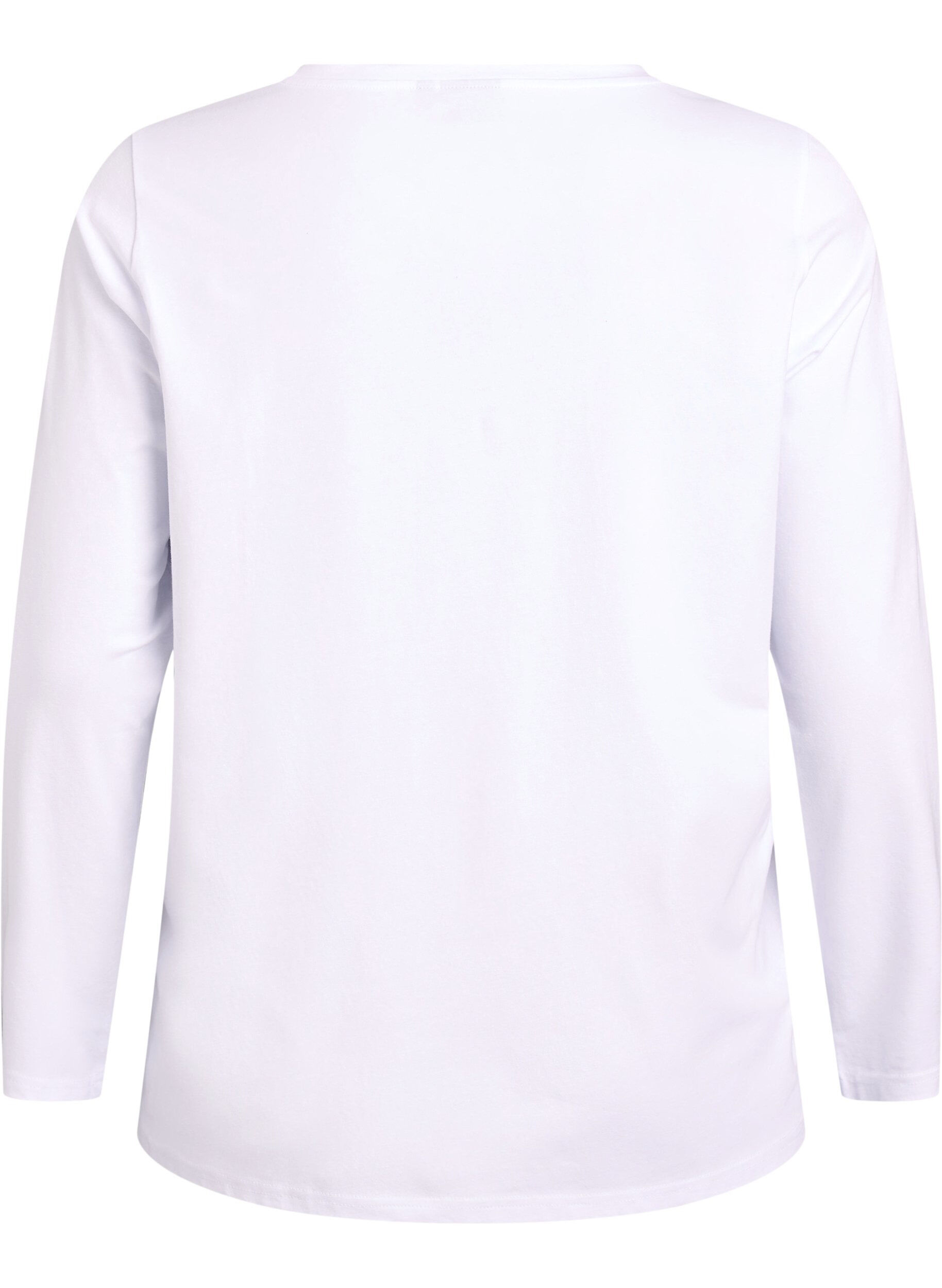 ZizziBaskopp i jersey med l&aring;nga &auml;rmar, Vit, Packshot image number 1