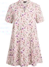 Kort a-linjeformad kl&auml;nning i bomullsmuslin, Beige